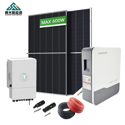 Mode hybride Système d'énergie solaire 5kw 6kw 8kw 10kw doté d'un panneau solaire de 410 à 700 watts