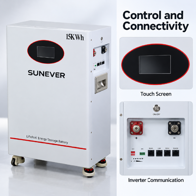 SUNEVER TD-15 51.2V 300Ah LiFePO4 batterie solaire de stockage 15.36kWh 200A CAN RS485 au sol