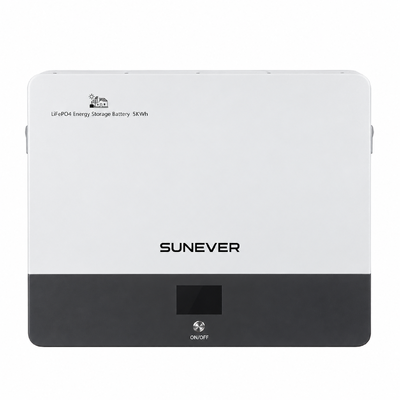 Batterie de stockage d'énergie solaire SUNEVER 5kWh murale LiFePO4	 51.2V 100Ah pour système de stockage de batterie solaire