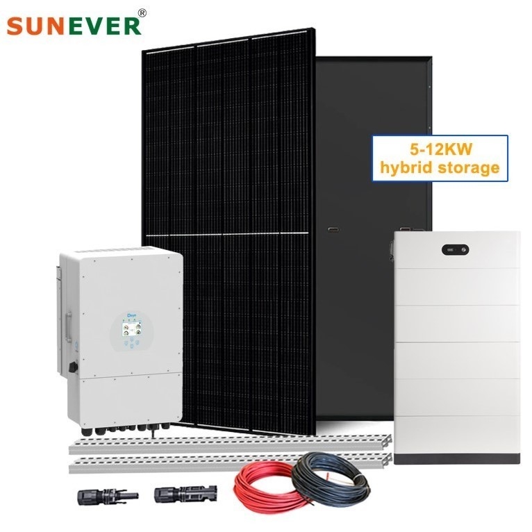Temps de travail 24h 6kw 8kw 10kw batterie hybride système d'énergie solaire au plomb-acide pour la maison