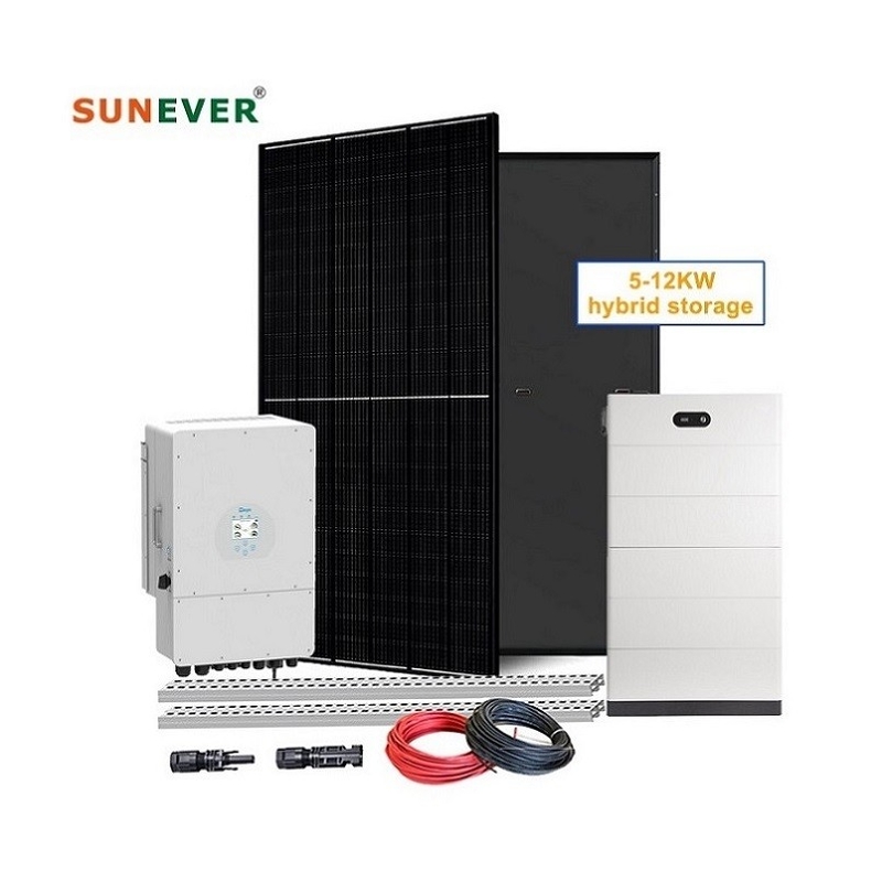 Système d'énergie électrique de 5 kW 6 kW 8 kW 10 kW 12 kW batterie système d'énergie solaire avec panneau solaire