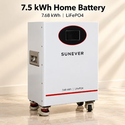 Batterie solaire SUNEVER 7.68kWh 25.6V 300Ah LiFePO4 Lithium pour stockage d'énergie domestique et alimentation de secours hors réseau